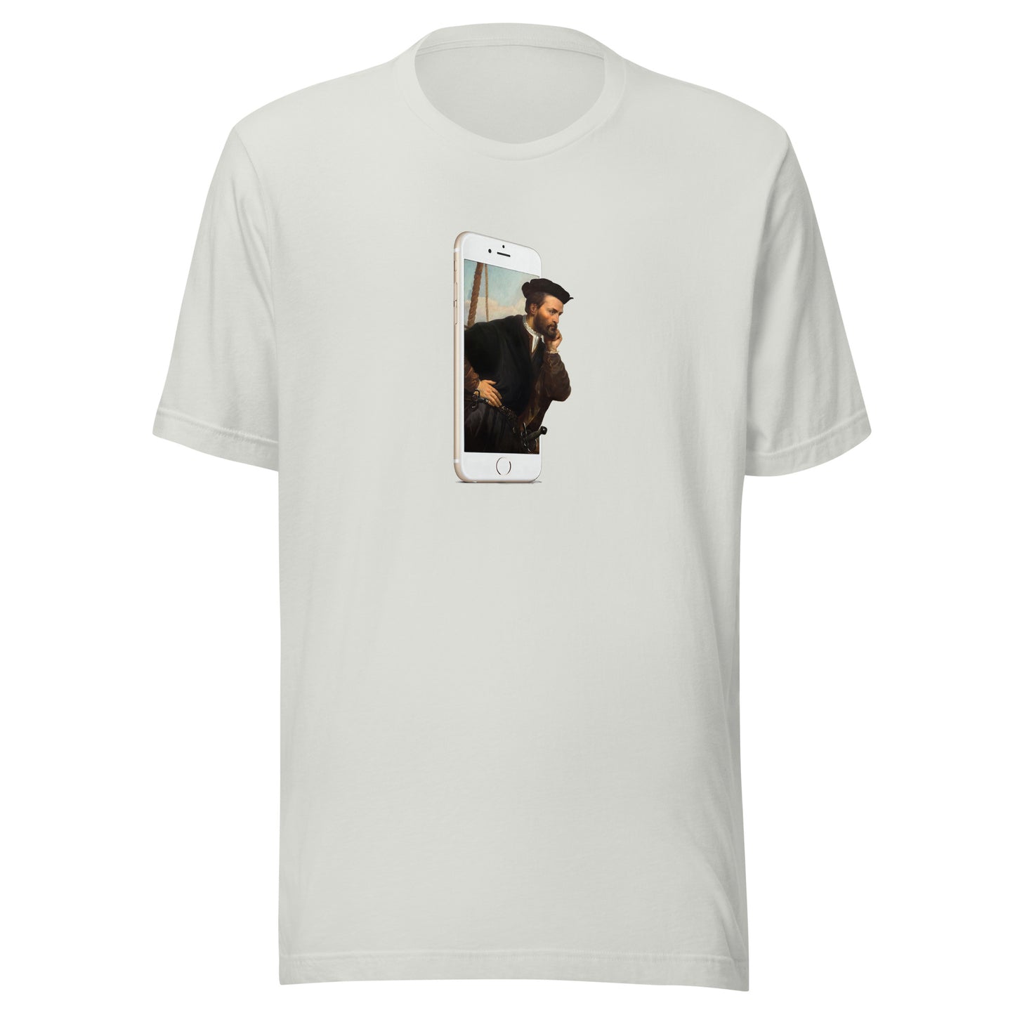 T-shirt québécois "Cartier nous visite" unisexe adulte - argent