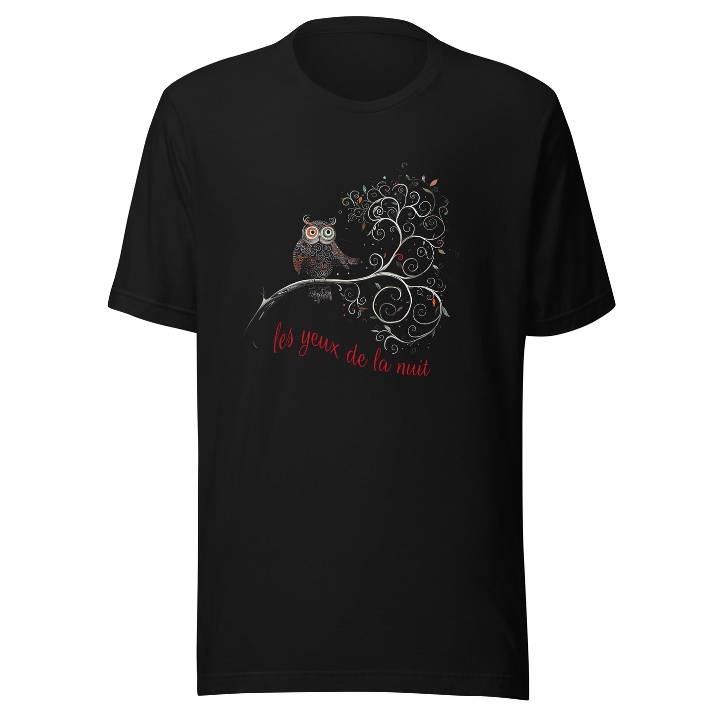 T-shirt québécois "les yeux de la nuit" unisexe adulte - noir