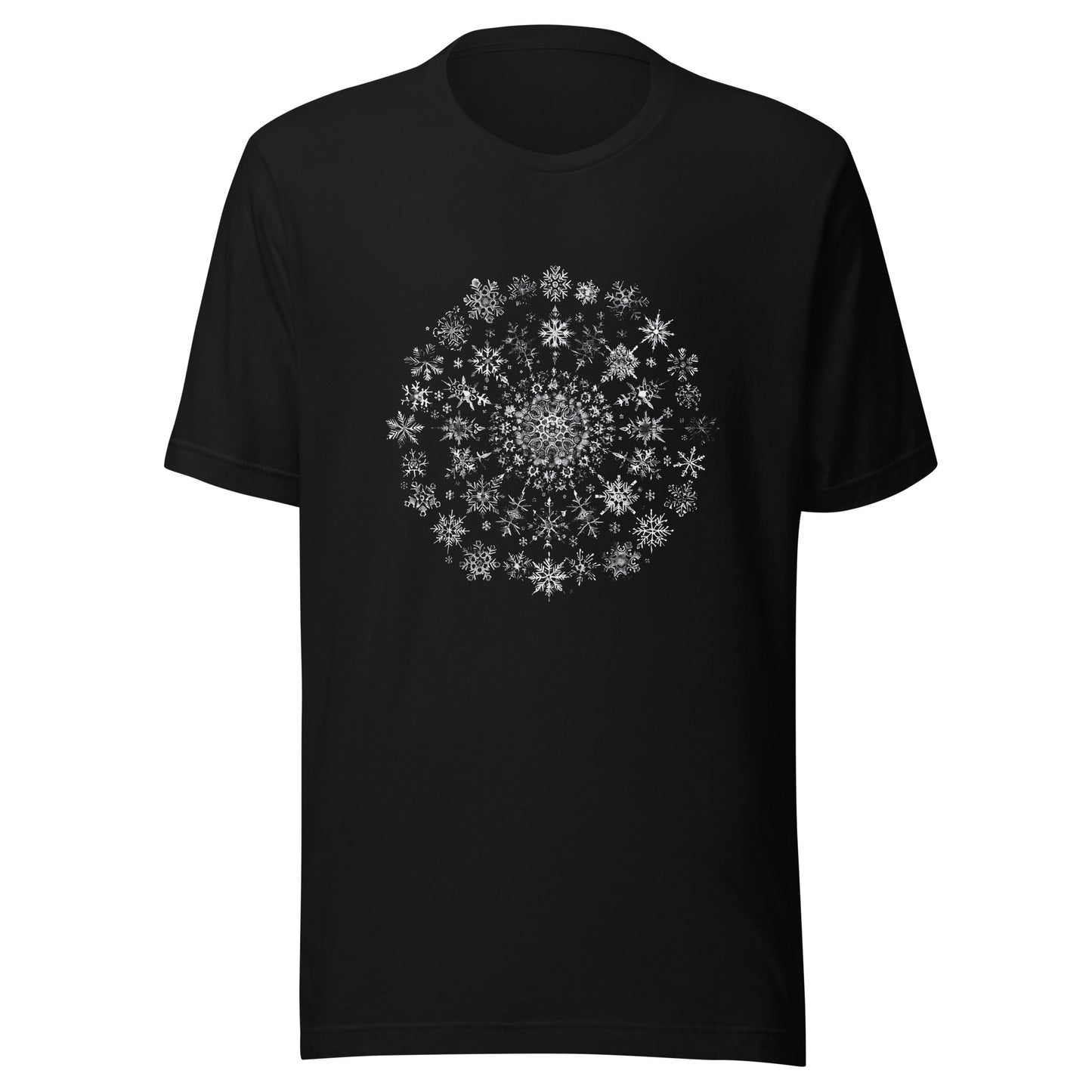 T-shirt québécois "Mandala de flocons" unisexe adulte - noir