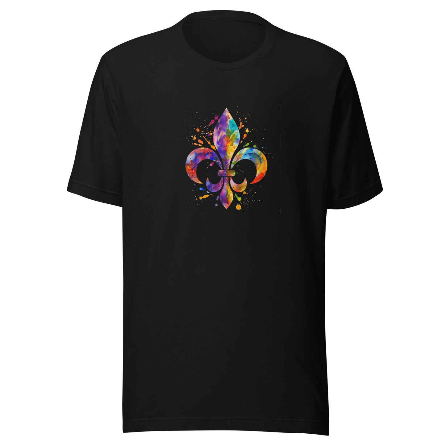 T-shirt québécois "Fleur-de-lys en couleur" unisexe adulte - noir