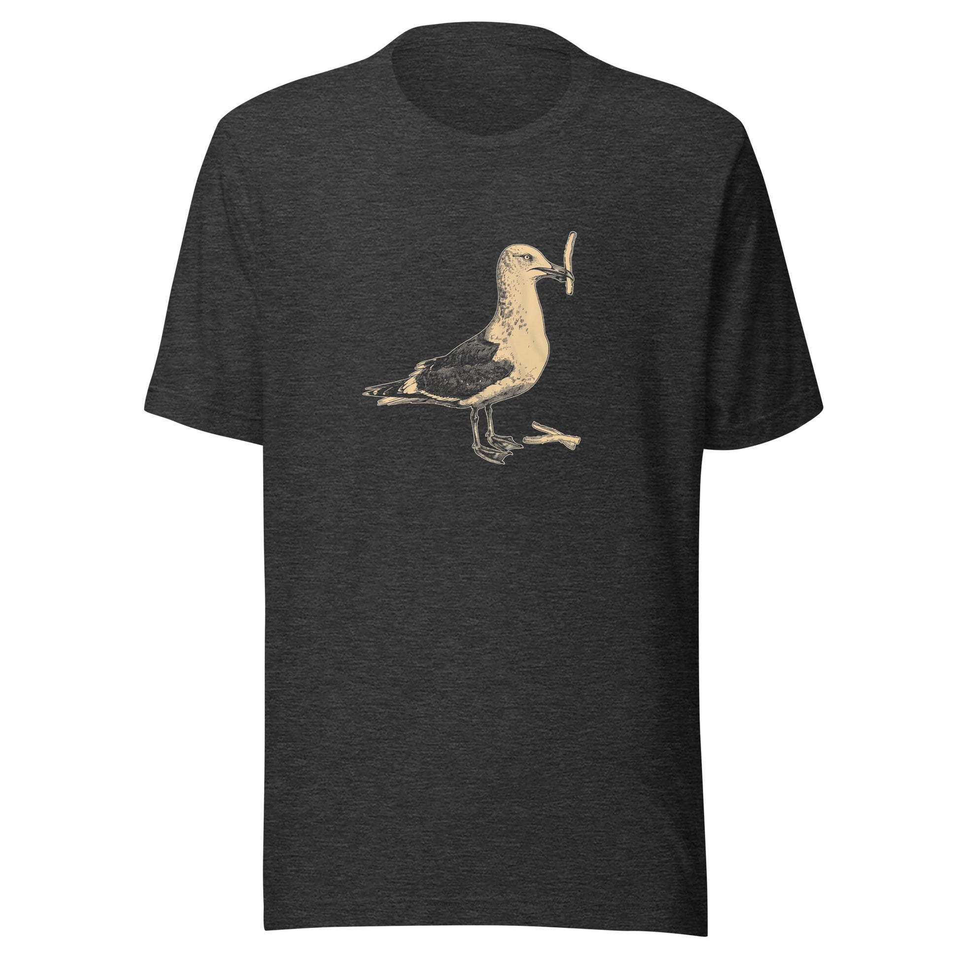 T-shirt québécois "Mouette mange une fritte" unisexe adulte - gris