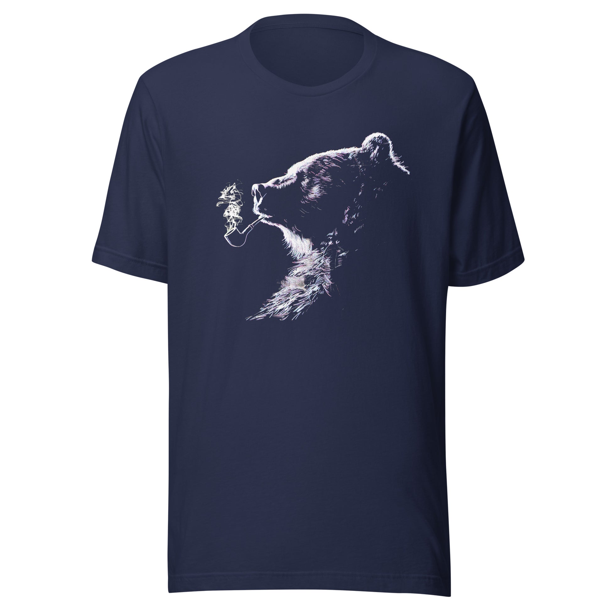 T-shirt québécois "l'ours qui fume" unisexe adulte - bleu marine