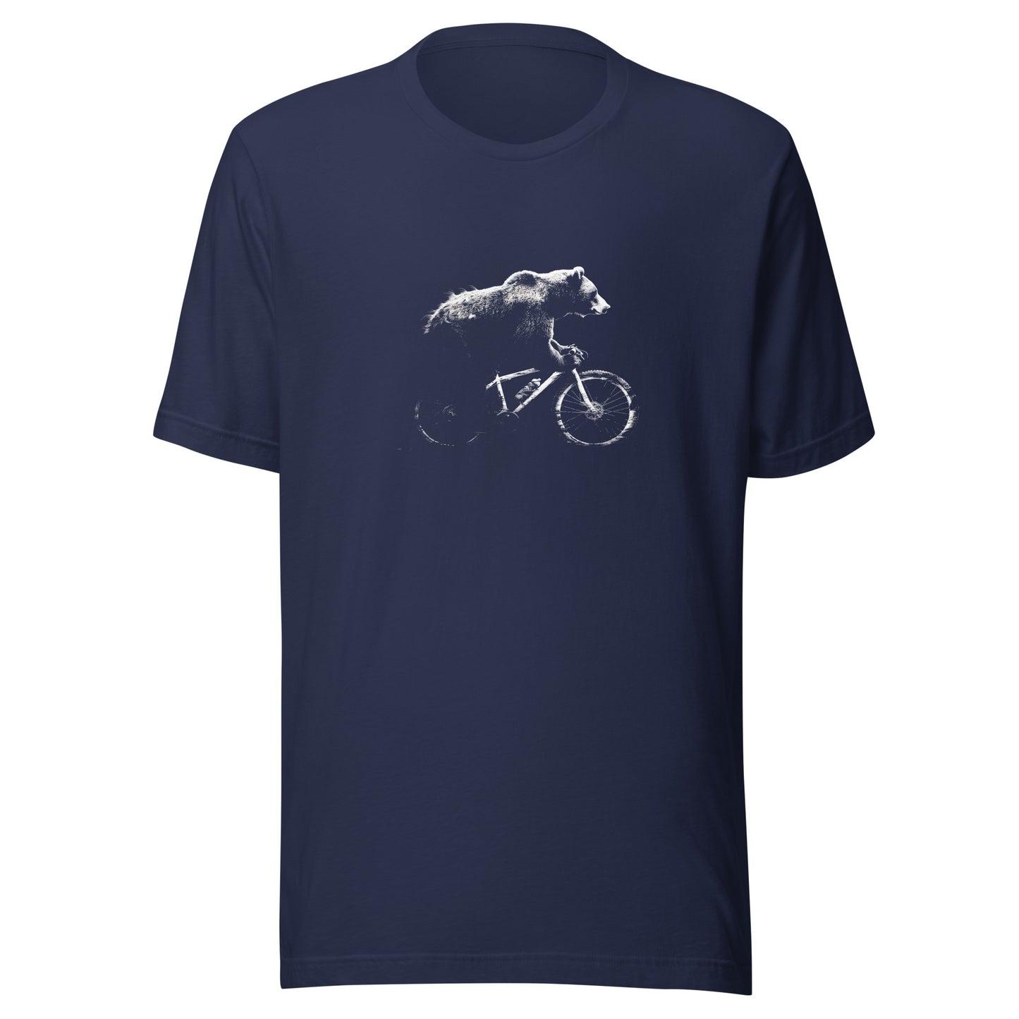 T-shirt québécois "Ours à vélo" unisexe adulte - bleu marine