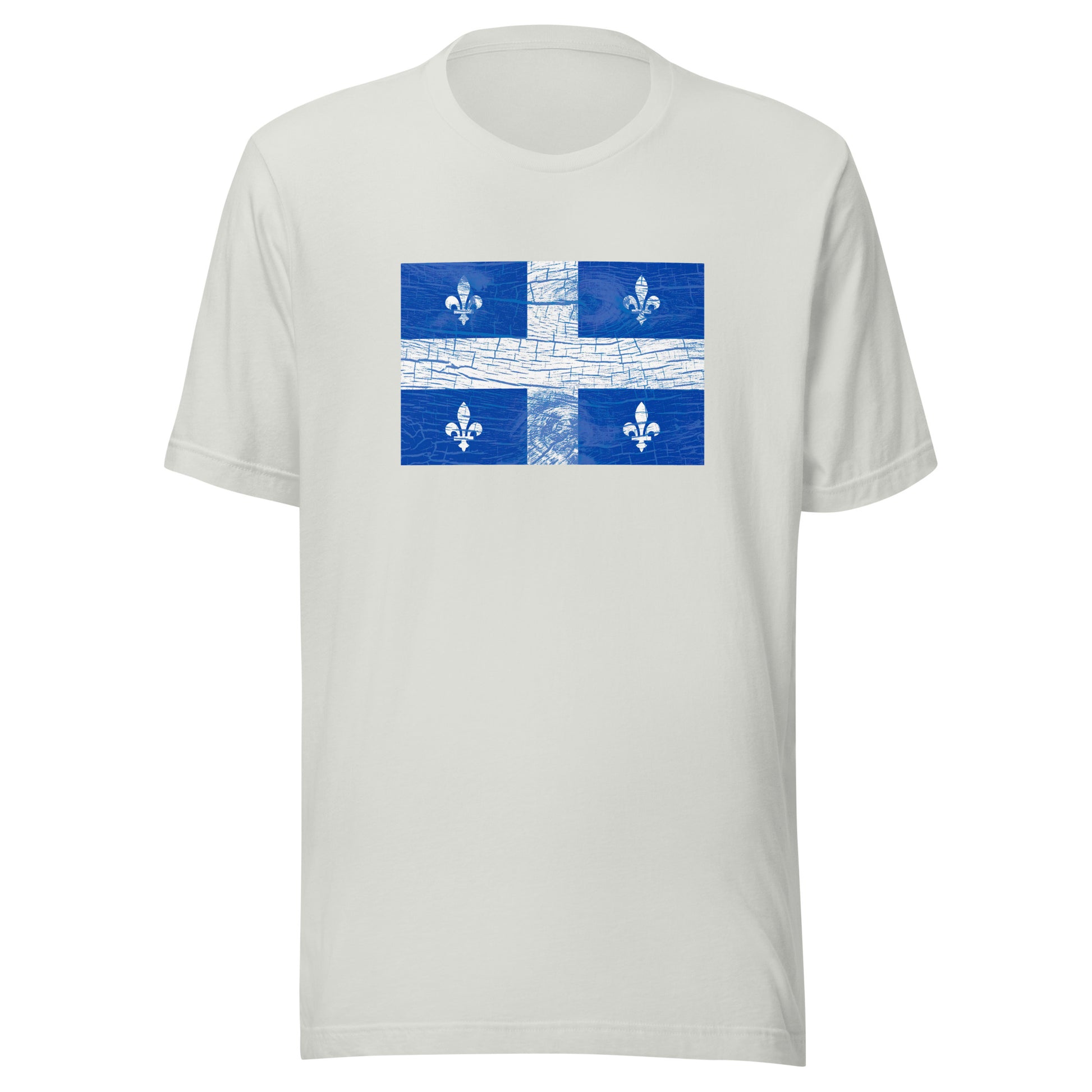 T-shirt québécois "Drapeau en bois" unisexe adulte - argent