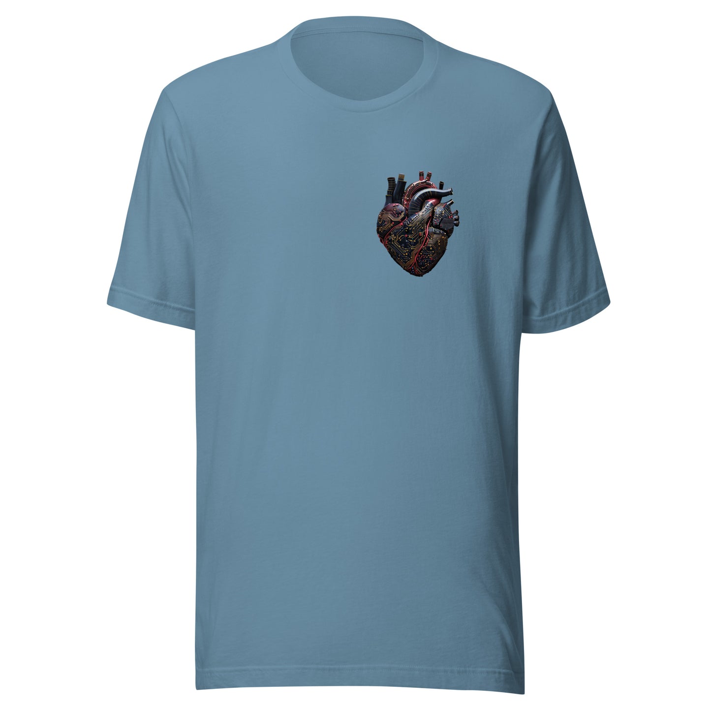 T-shirt québécois "coeur electronique" unisexe adulte - bleu acier