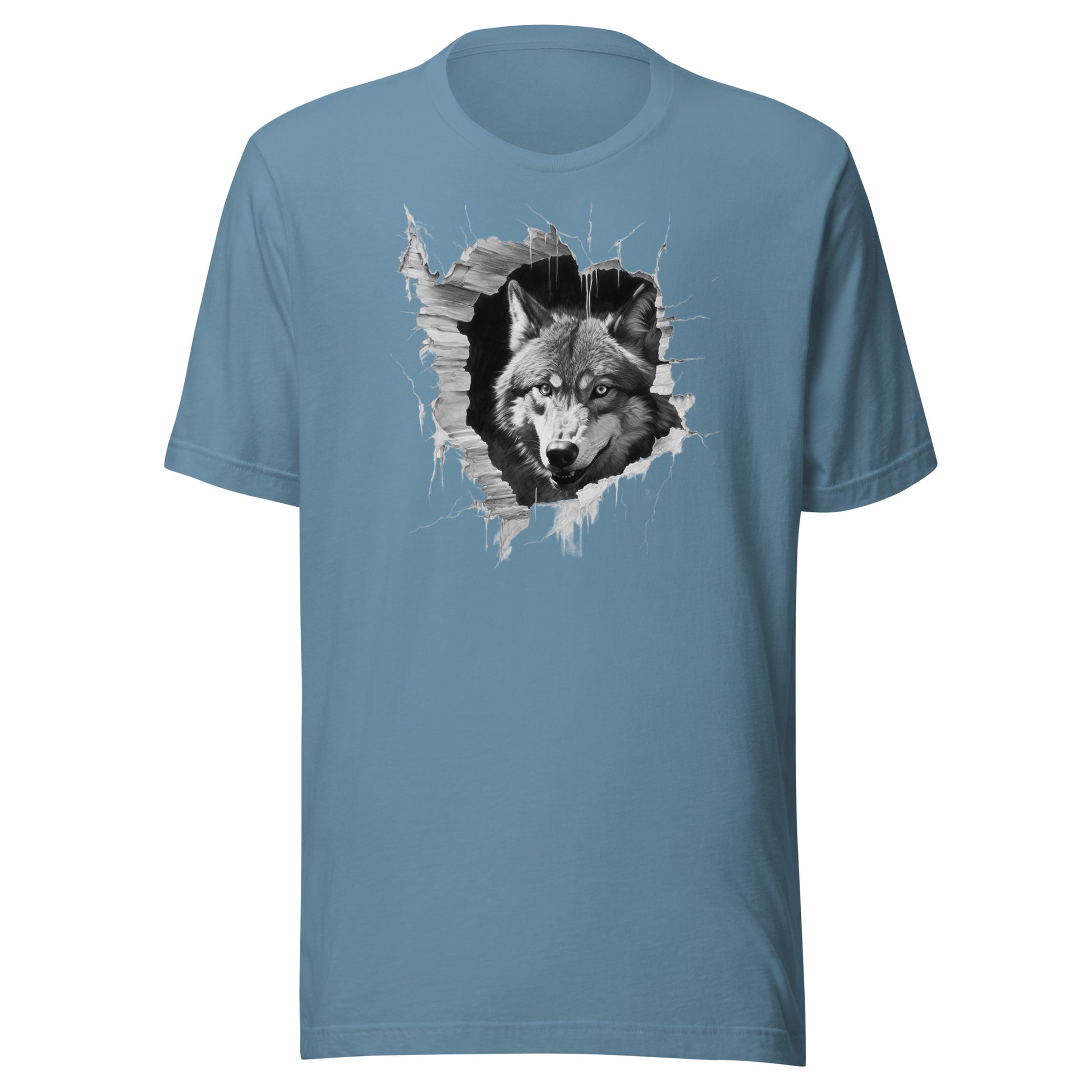 T-shirt québécois "Loup" unisexe adulte - bleu