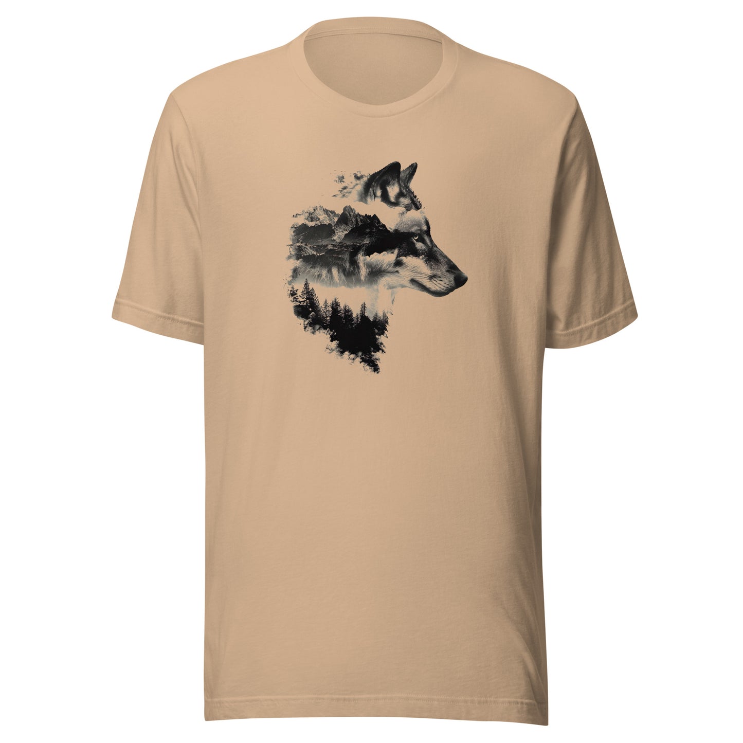 T-shirt québécois "Loup des montagnes" unisexe adulte - beige