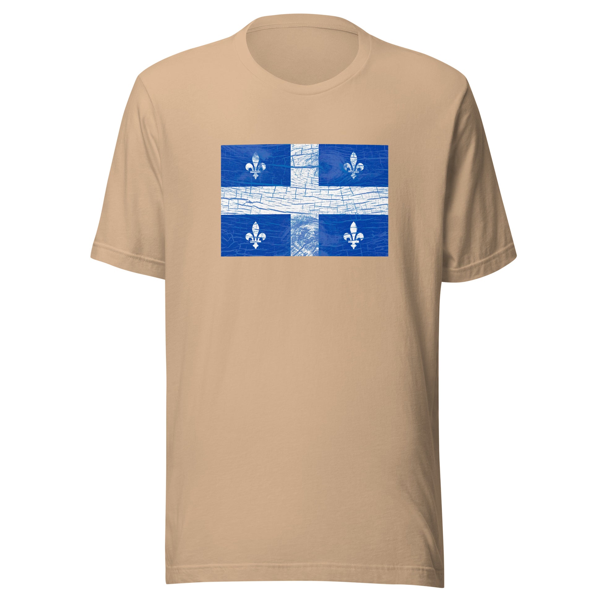 T-shirt québécois "Drapeau en bois" unisexe adulte - beige