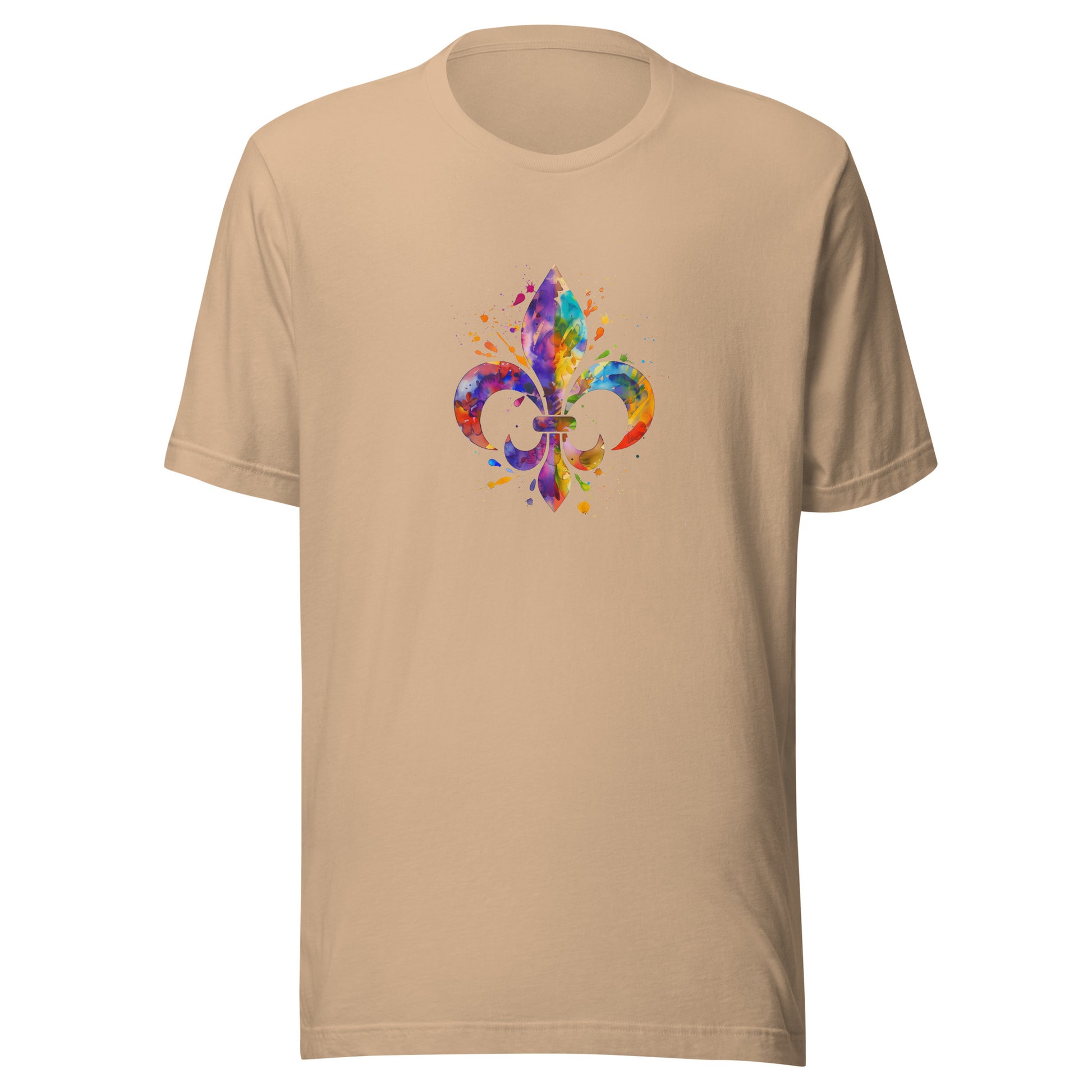 T-shirt québécois "Fleur-de-lys en couleur" unisexe adulte - beige