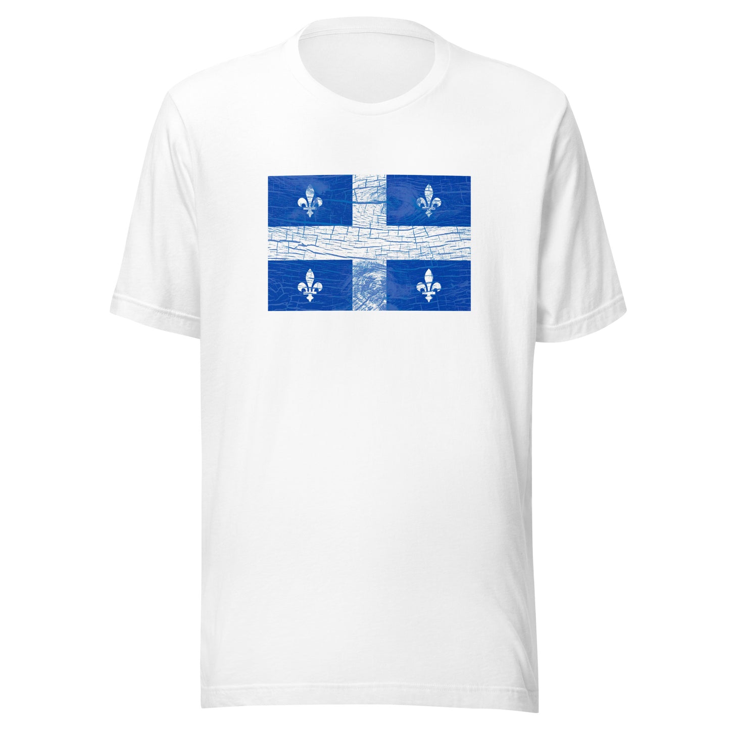 T-shirt québécois "Drapeau en bois" unisexe adulte - blanc