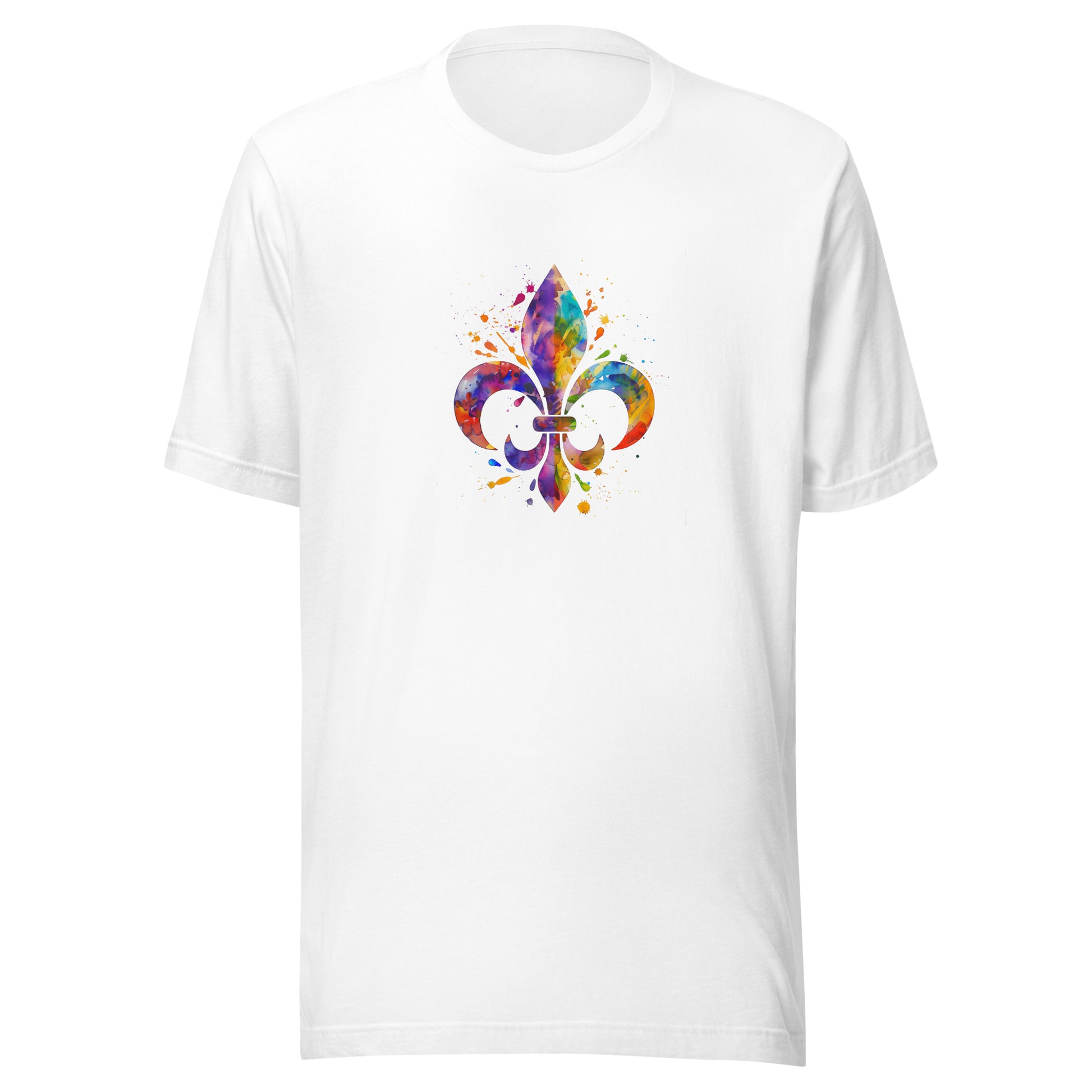 T-shirt québécois "Fleur-de-lys en couleur" unisexe adulte - blanc