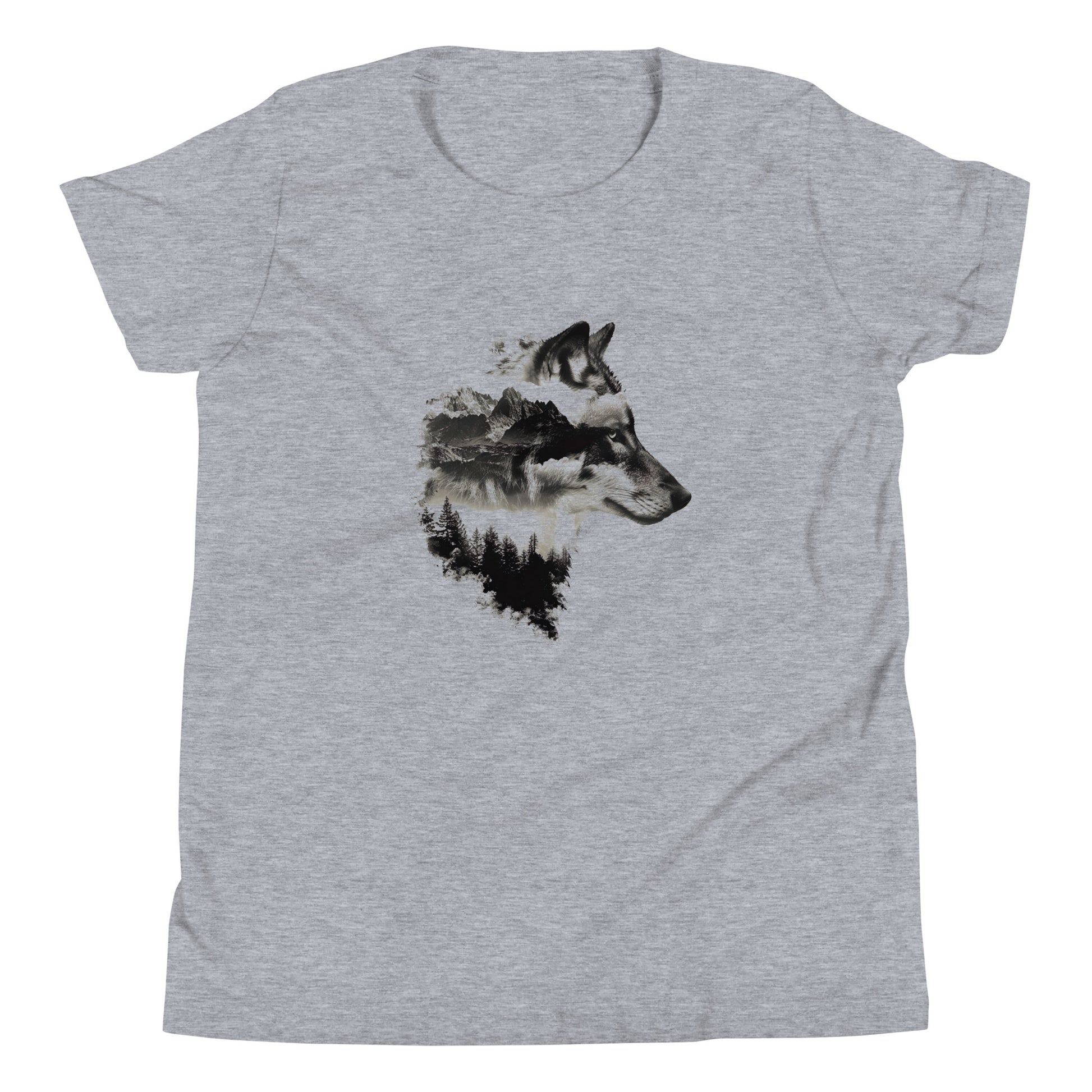 T-shirt québécois "loup des montagnes" pour jeune - gris