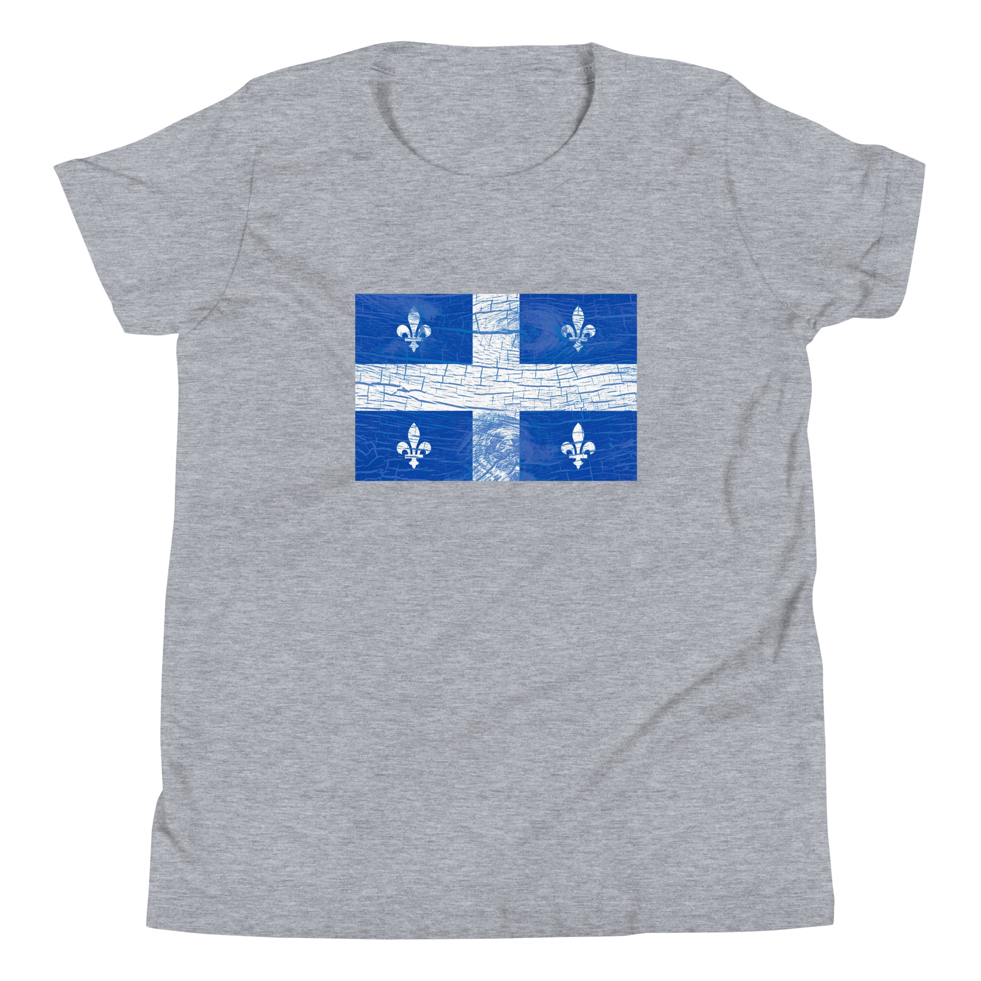 T-shirt québécois "Drapeau en bois" pour jeune - gris