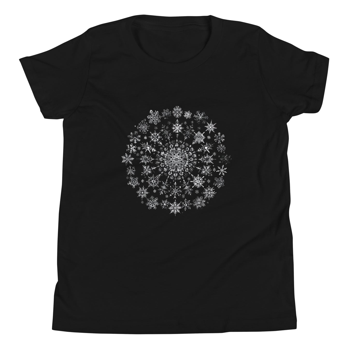 T-shirt québécois "Mandala de flocons" pour jeune - noir