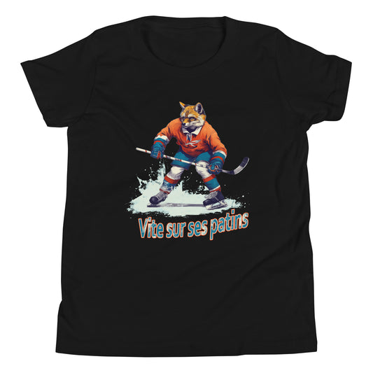 T-shirt québécois "vite sur ses patins" pour jeune - noir