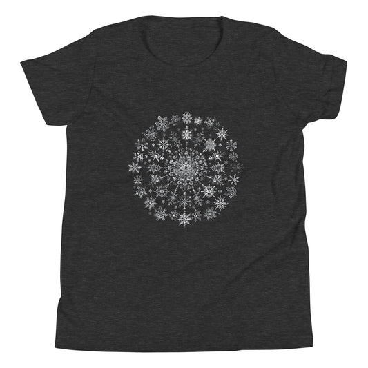 T-shirt québécois "Mandala de flocons" pour jeune - gris