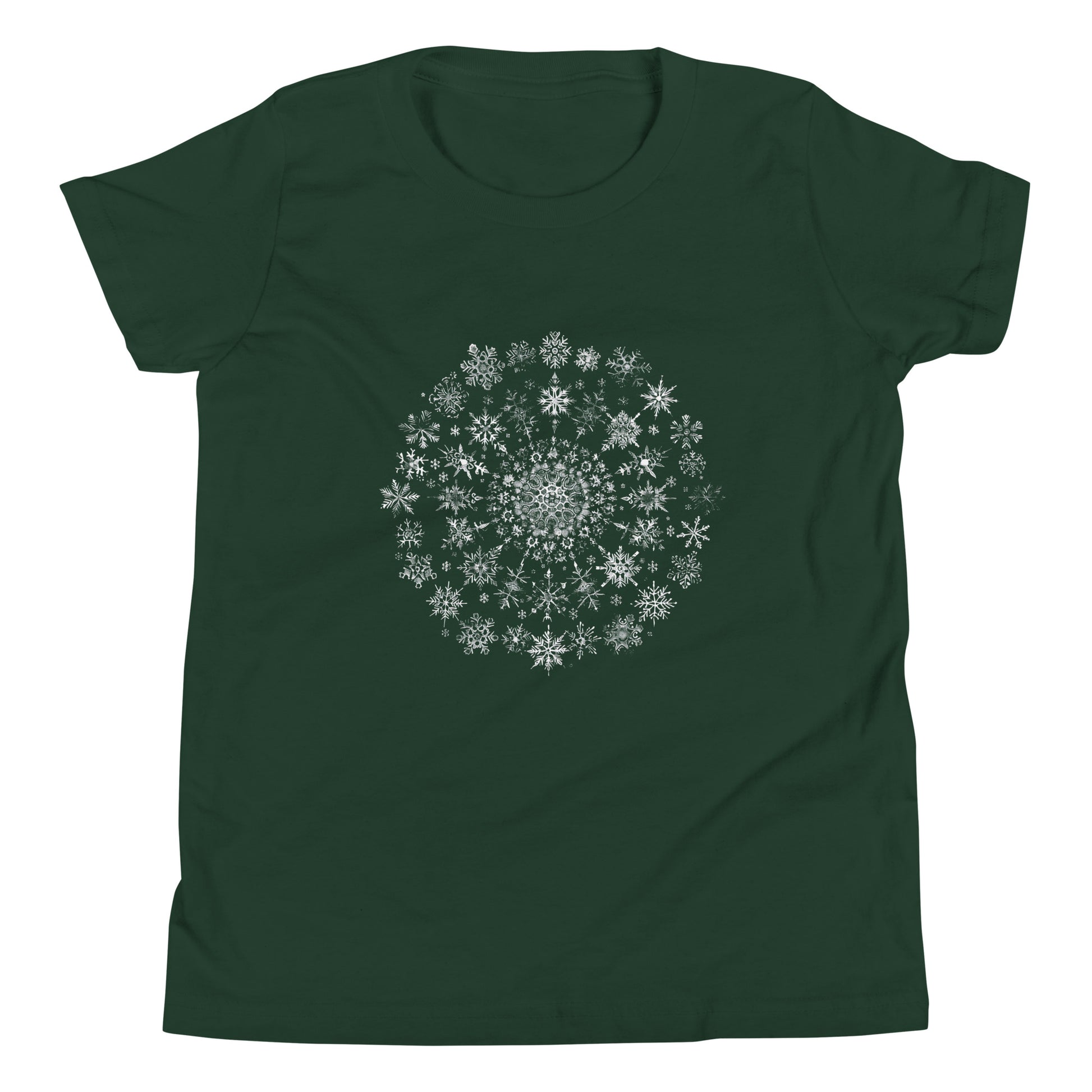 T-shirt québécois "Mandala de flocons" pour jeune - vert