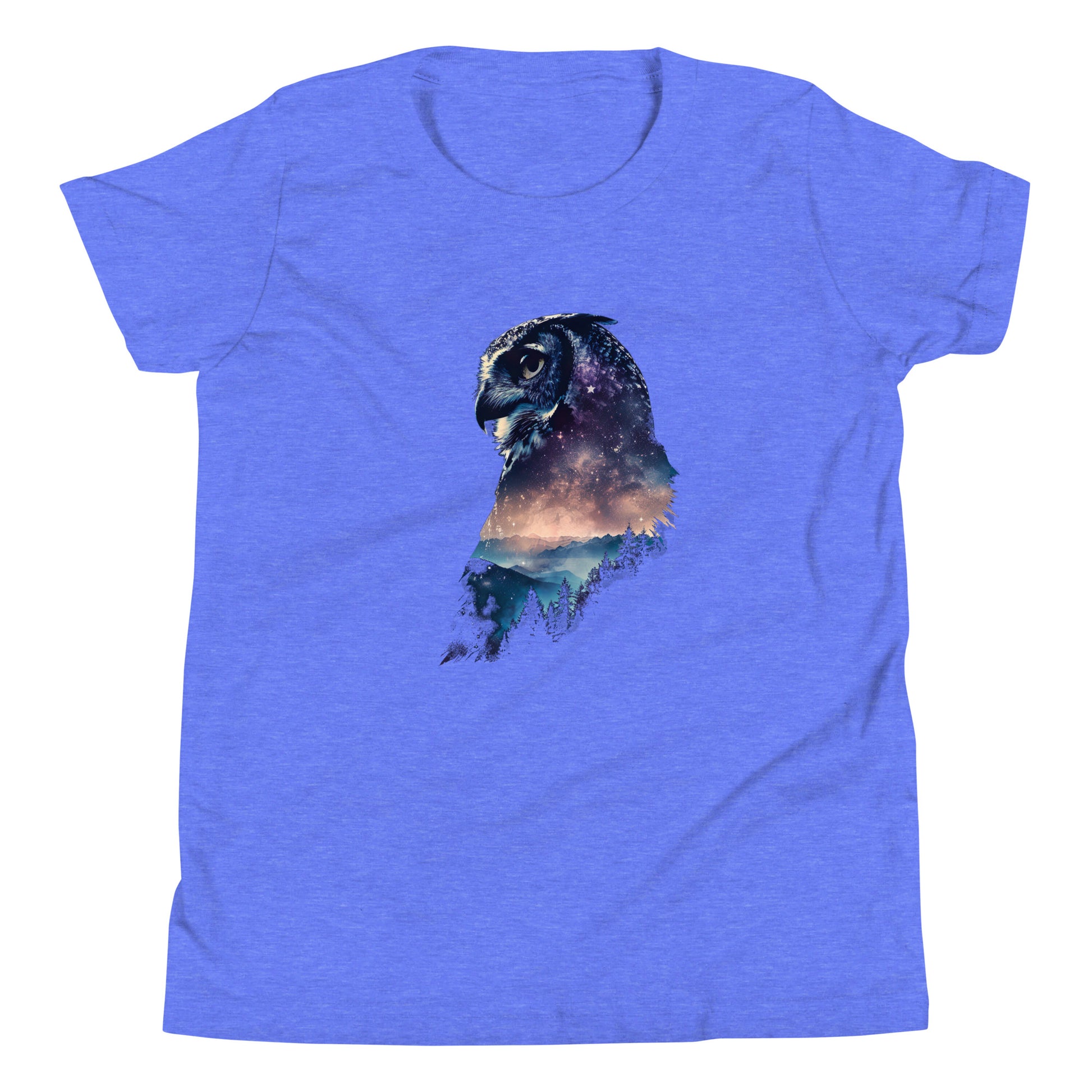 T-shirt québécois "hibou nocturne" pour jeune - bleu clair