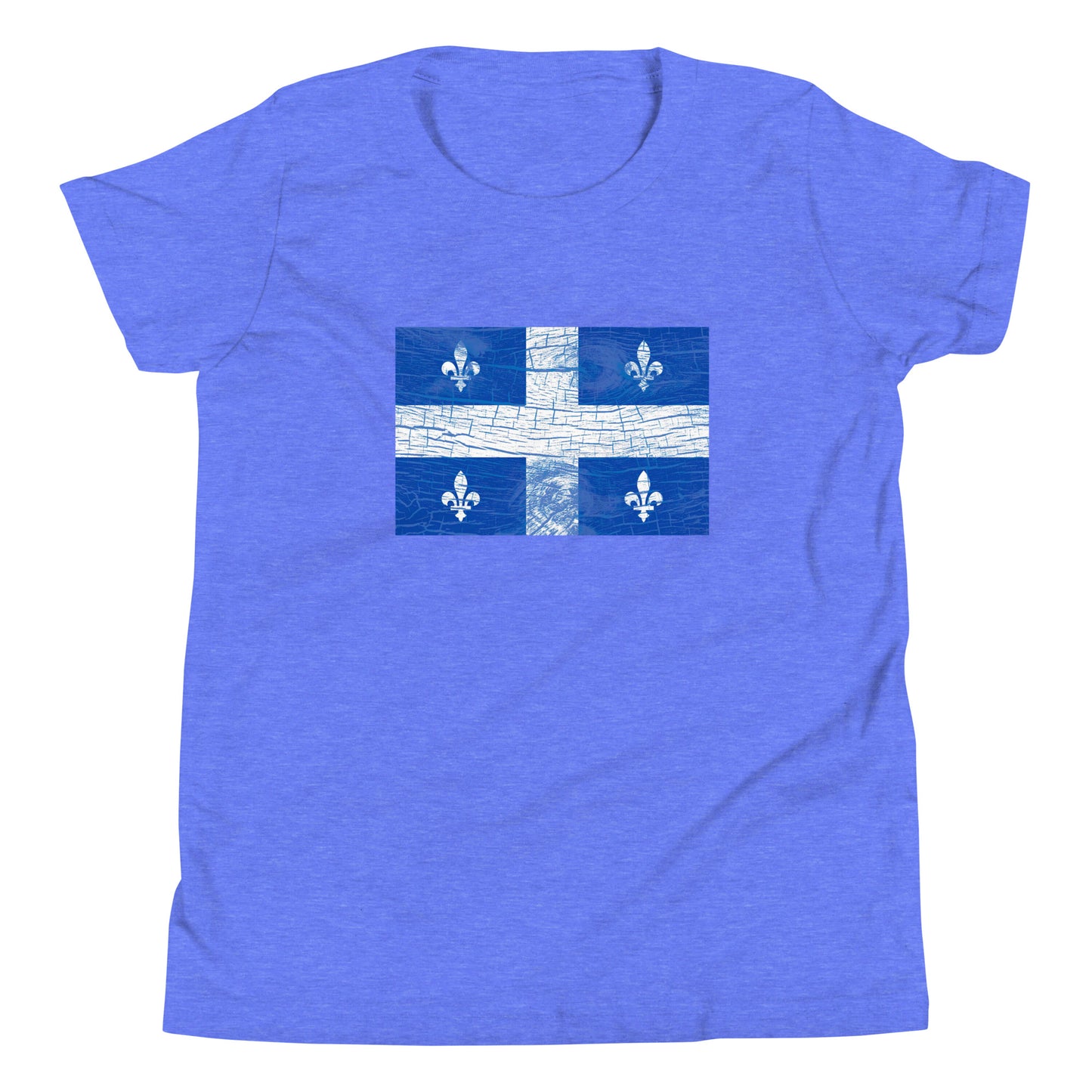 T-shirt québécois "Drapeau en bois" pour jeune - bleu