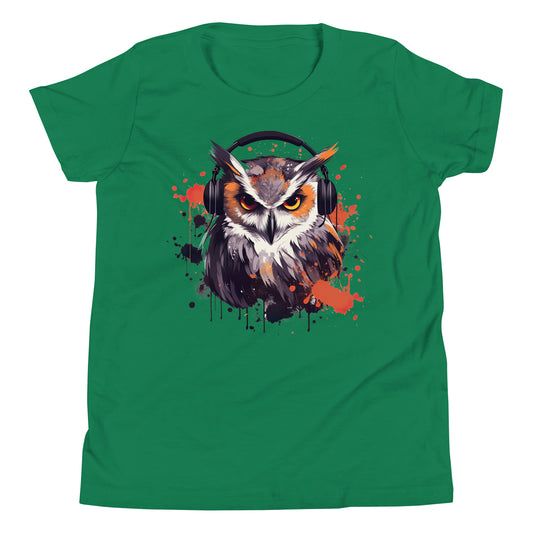 T-shirt québécois "hibou cool" pour jeune - vert