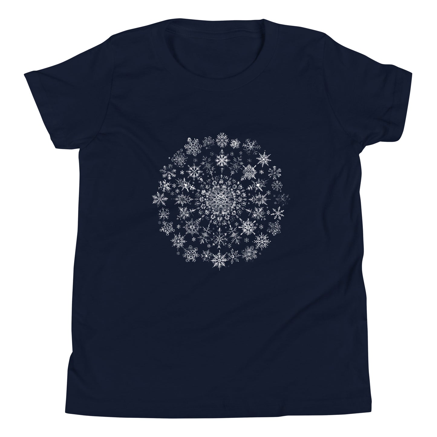 T-shirt québécois "Mandala de flocons" pour jeune - bleu