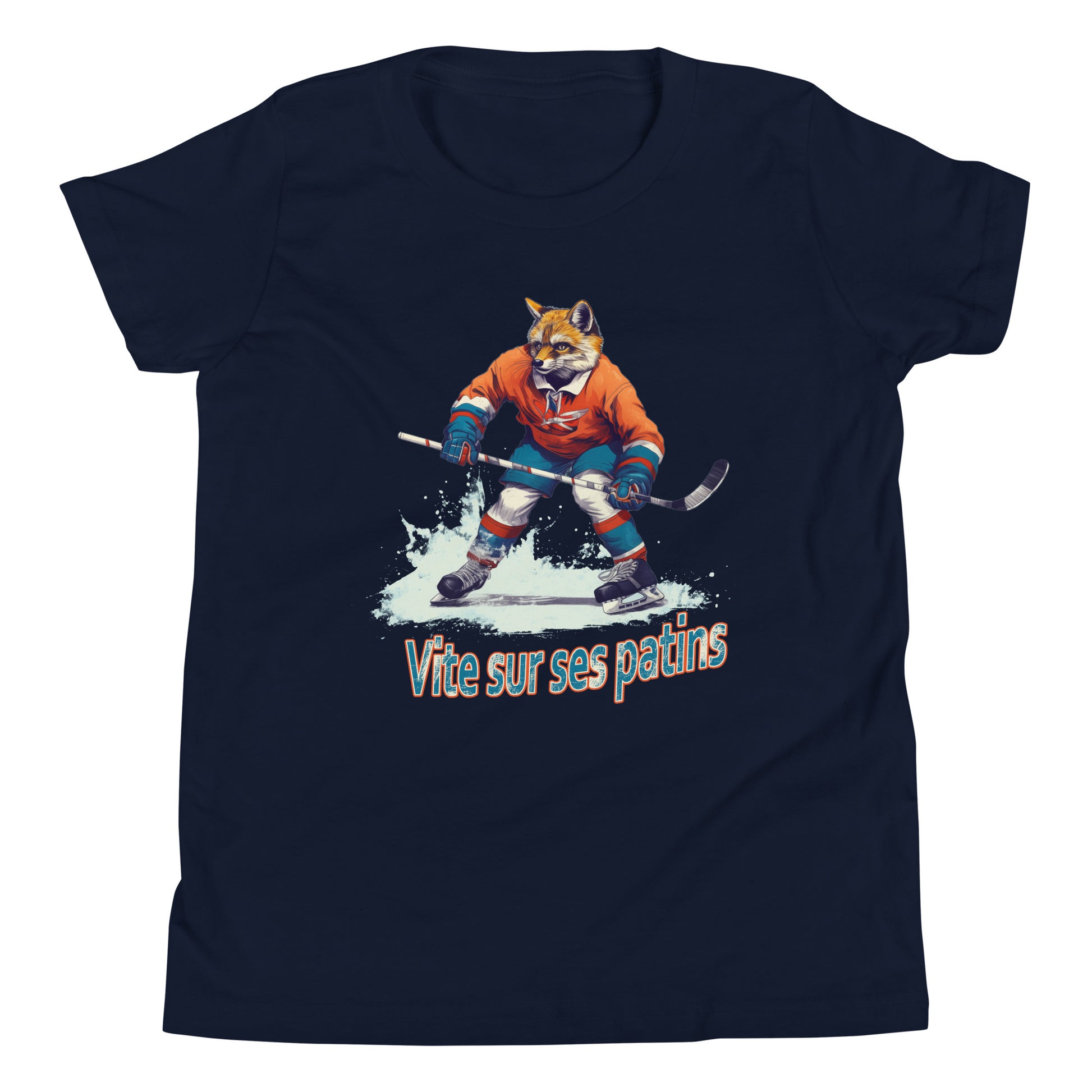 T-shirt québécois "vite sur ses patins" pour jeune - bleu marine