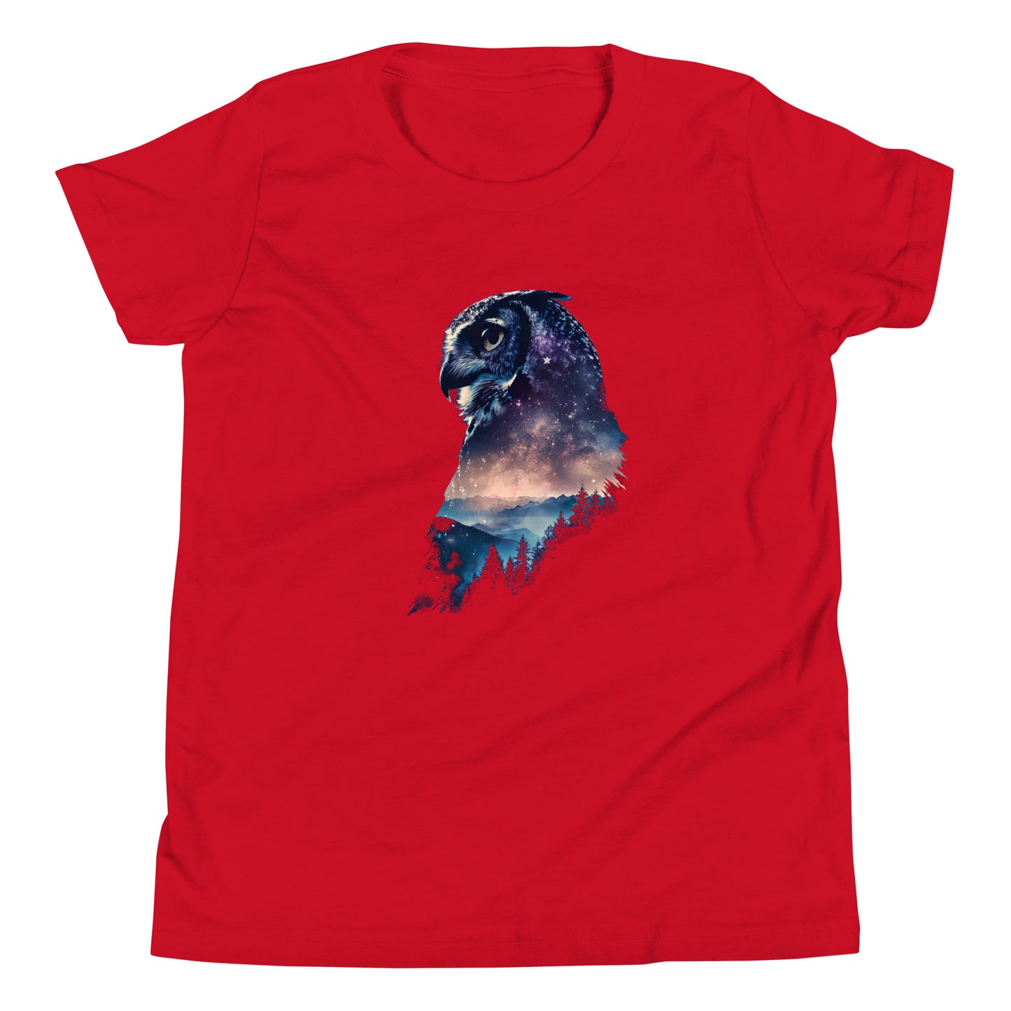 T-shirt québécois "hibou nocturne" pour jeune - rouge