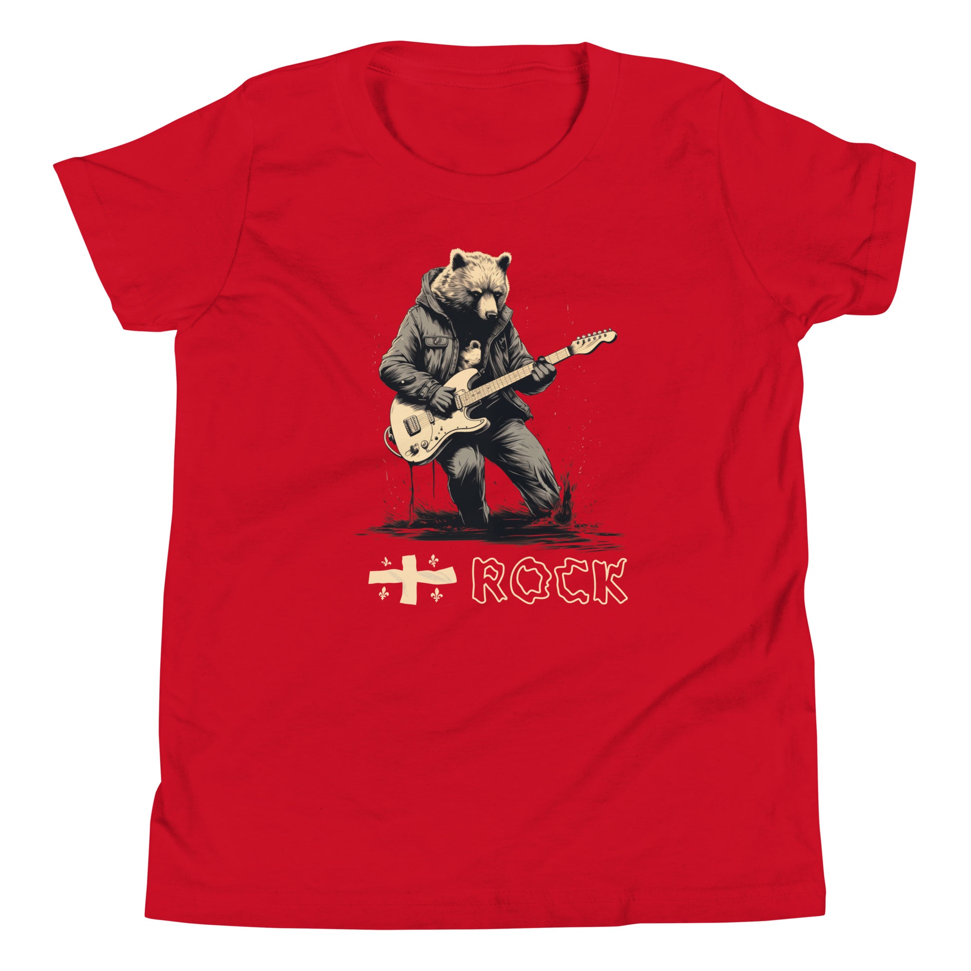 T-shirt québécois "Québec ROCK" pour jeune - rouge