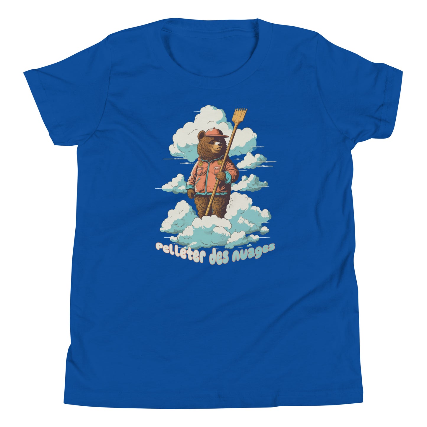 T-shirt québécois "Pelleter des nuages" pour jeune - bleu royal