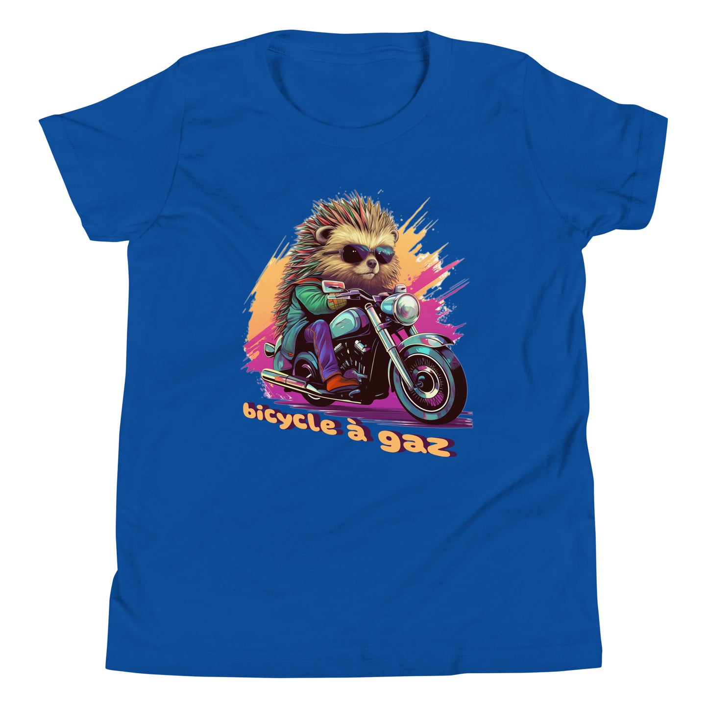 T-shirt québécois "bicycle à gaz" pour jeune - bleu