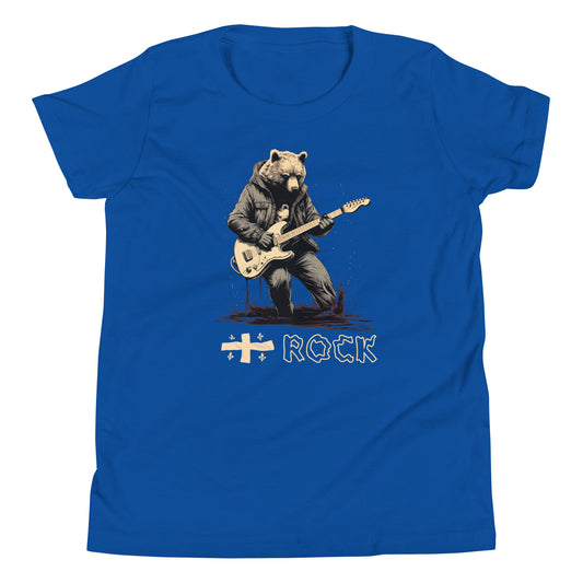 T-shirt québécois "Québec ROCK" pour jeune - bleu