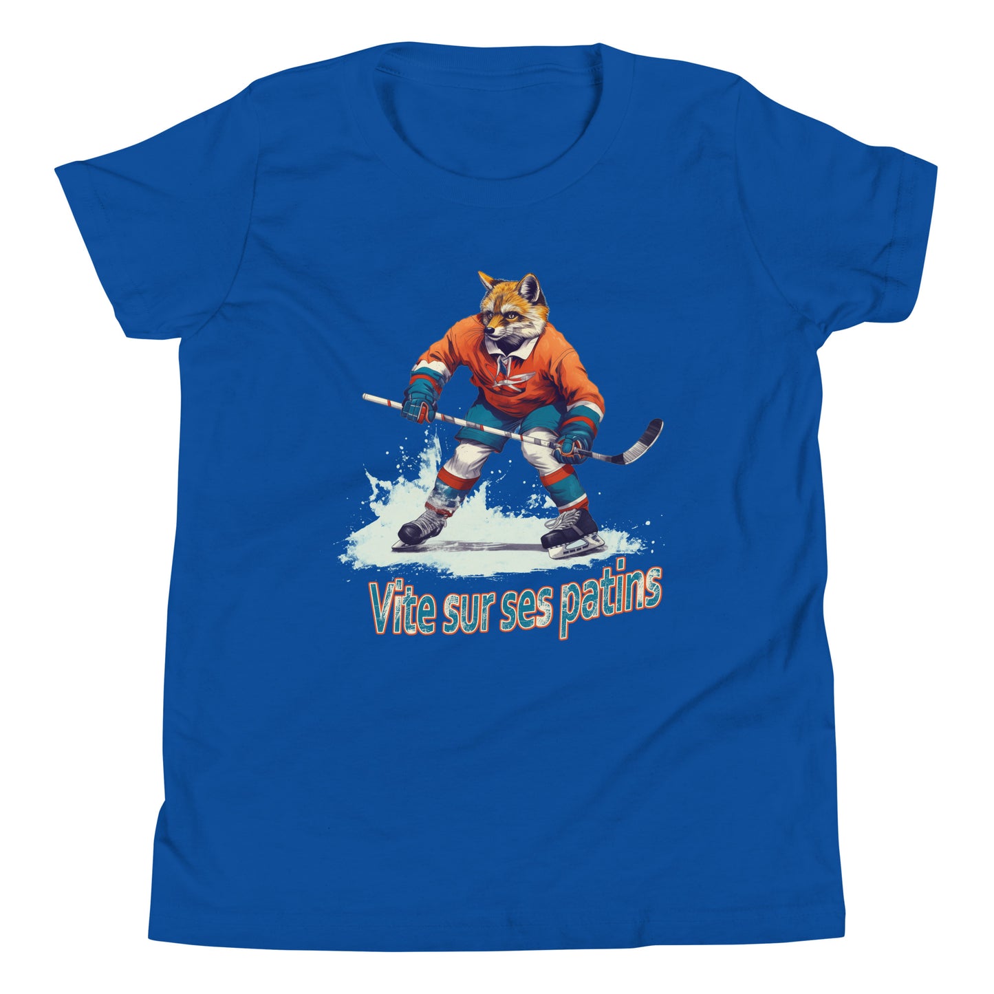 T-shirt québécois "vite sur ses patins" pour jeune - bleu