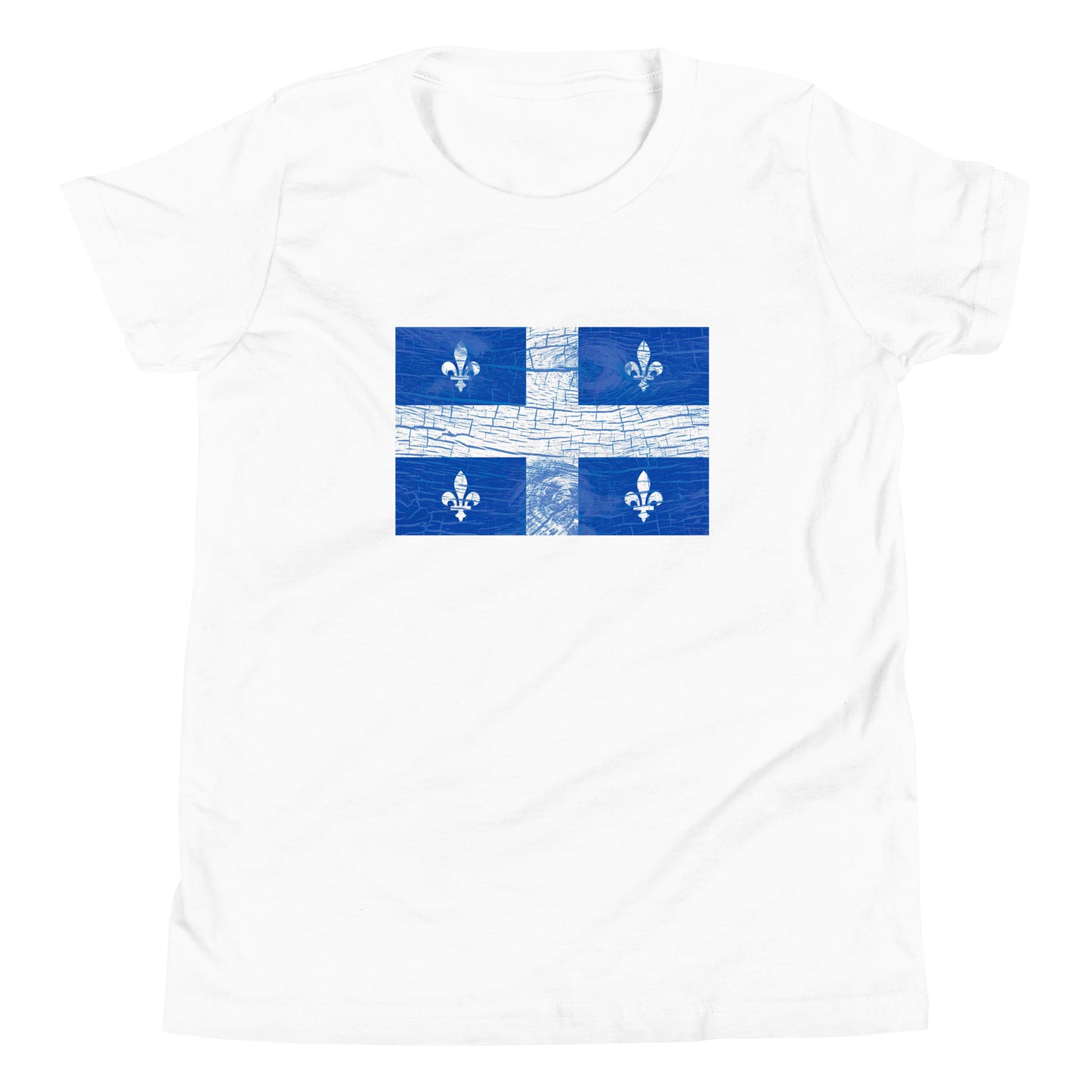 T-shirt québécois "Drapeau en bois" pour jeune - blanc