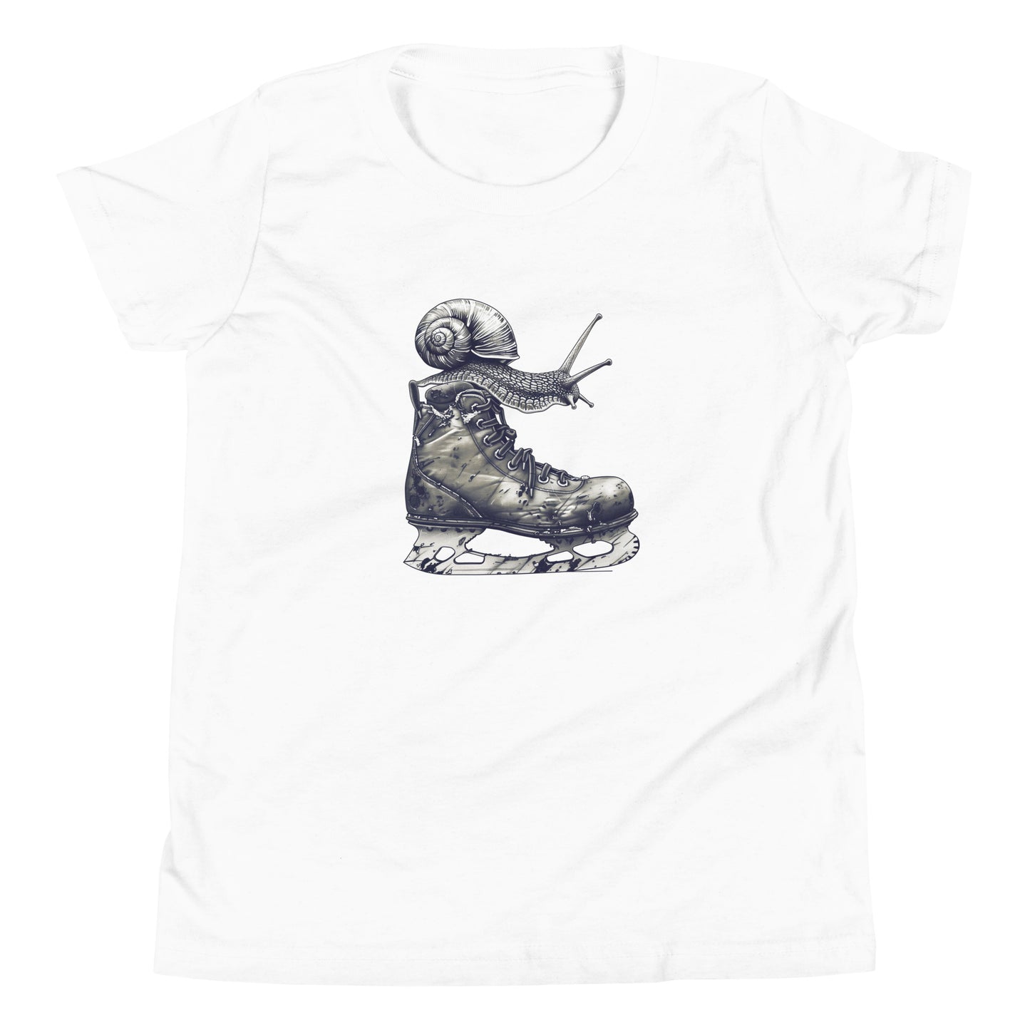 T-shirt québécois "escargot vite sur ses patins" pour jeune - blanc