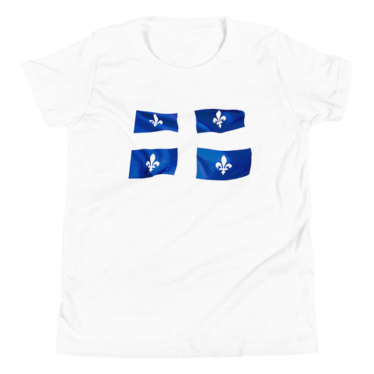 T-shirt québécois "Le drapeau" pour jeune - blanc